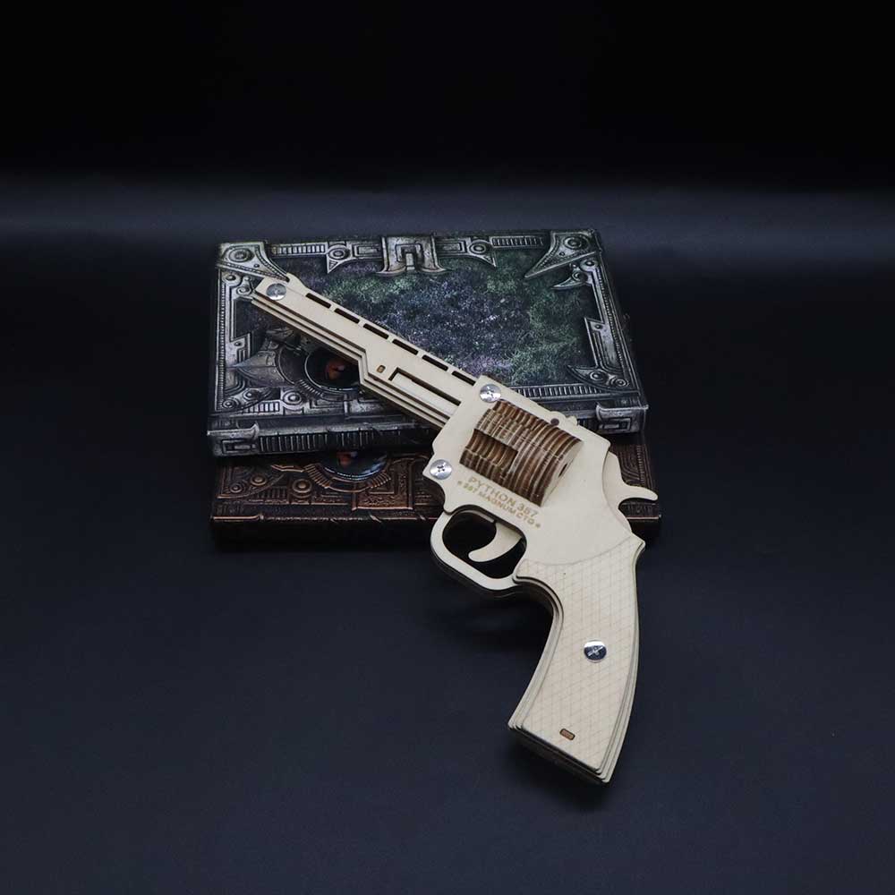 Assembled Revolver Wooden Rubber Band Gun Model Kit - Tophatter Daily Deals