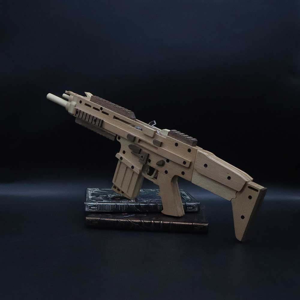 Wooden Scar Assault Rifle Replica Rubber Band Gun Model Kit - Tophatter Daily Deals