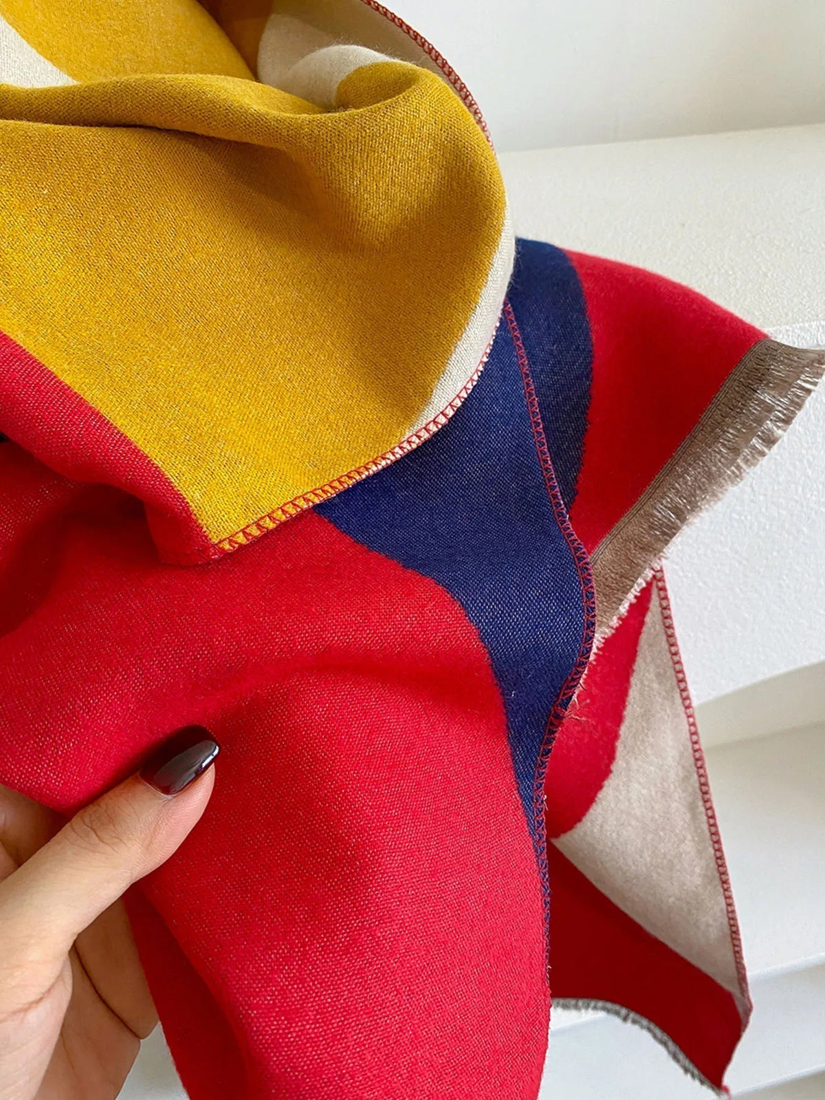 Oversized Womens Scarf - Reversible Geometric Cashmere - Tophatter Daily Deals