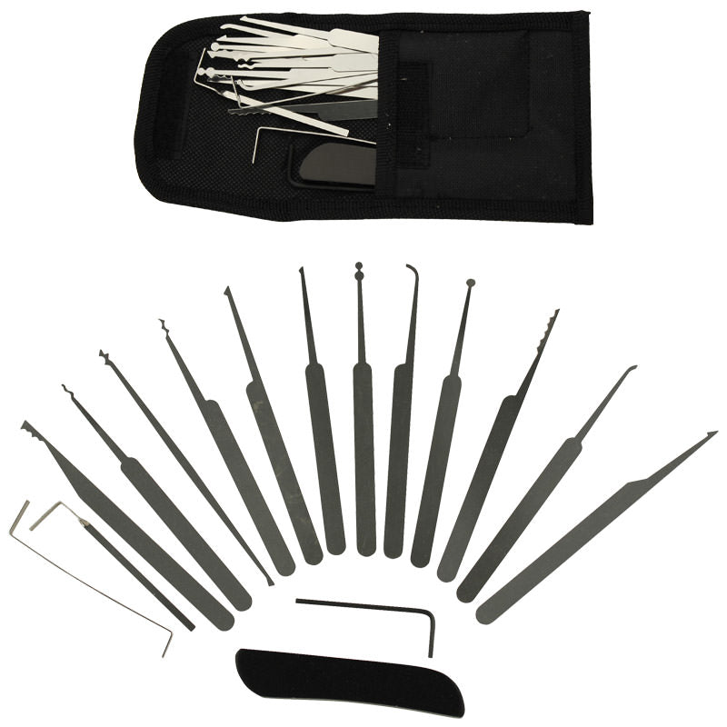 17-Piece Pocket Lock Picking Kit With Pouch - TOPHATTER'S ARMORY DEALS Collectible Weapons - Tophatter Daily Deals