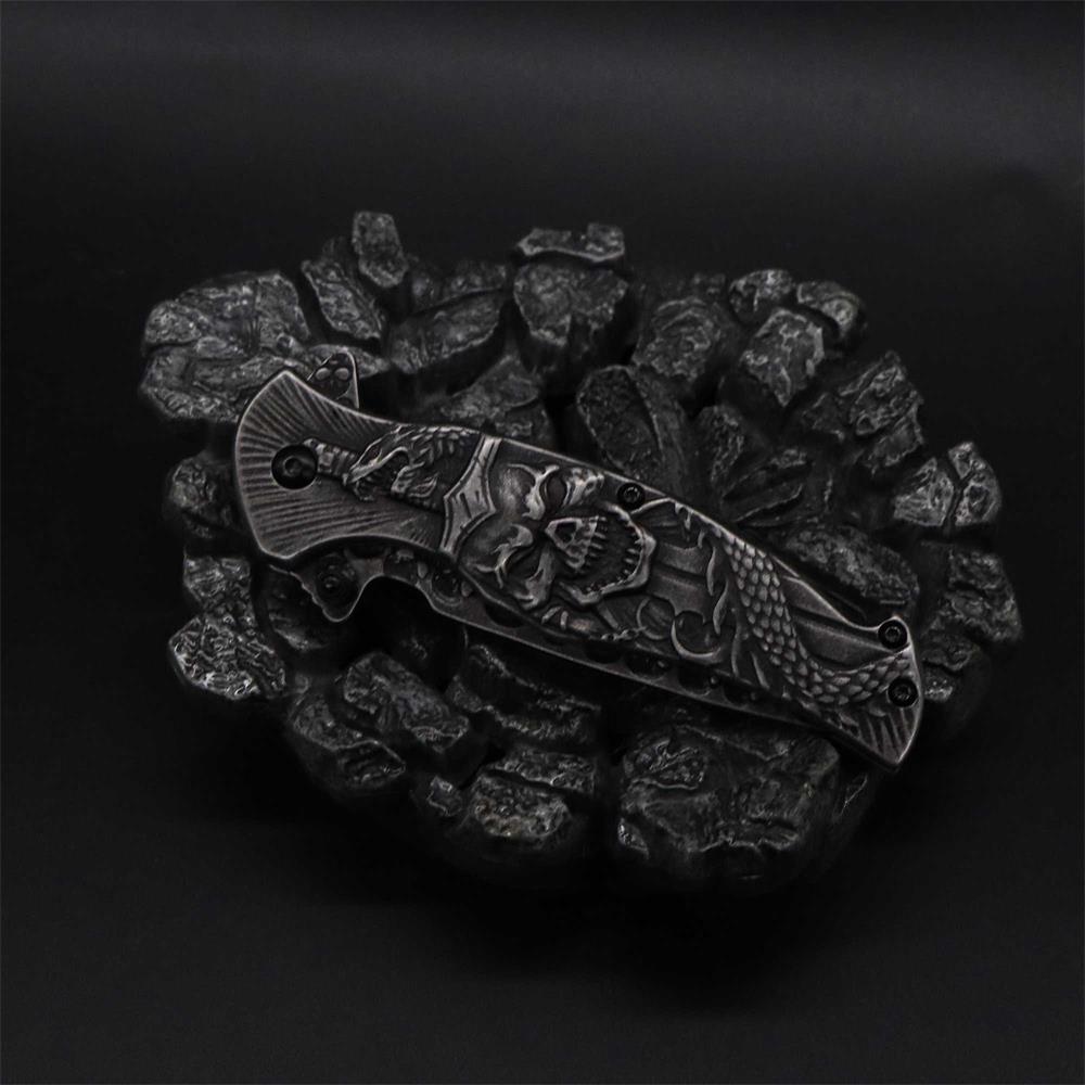 Snake Skull Relief Folding Knife - Tophatter Daily Deals