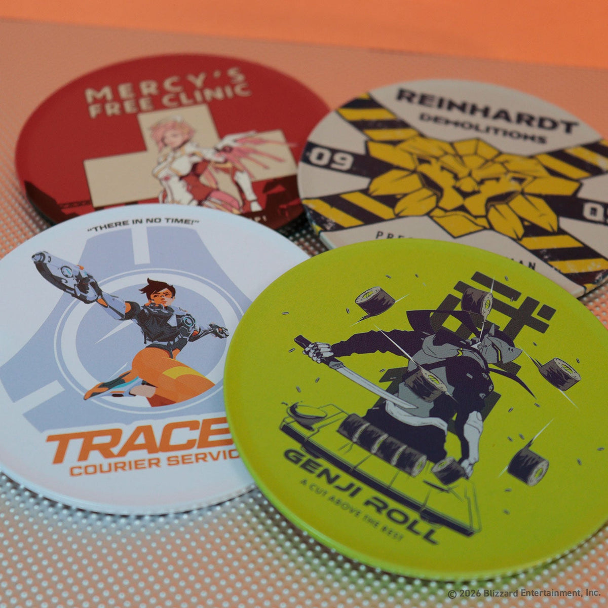 Overwatch - Set of Four Printed Metal Coasters Coaster - Tophatter Daily Deals
