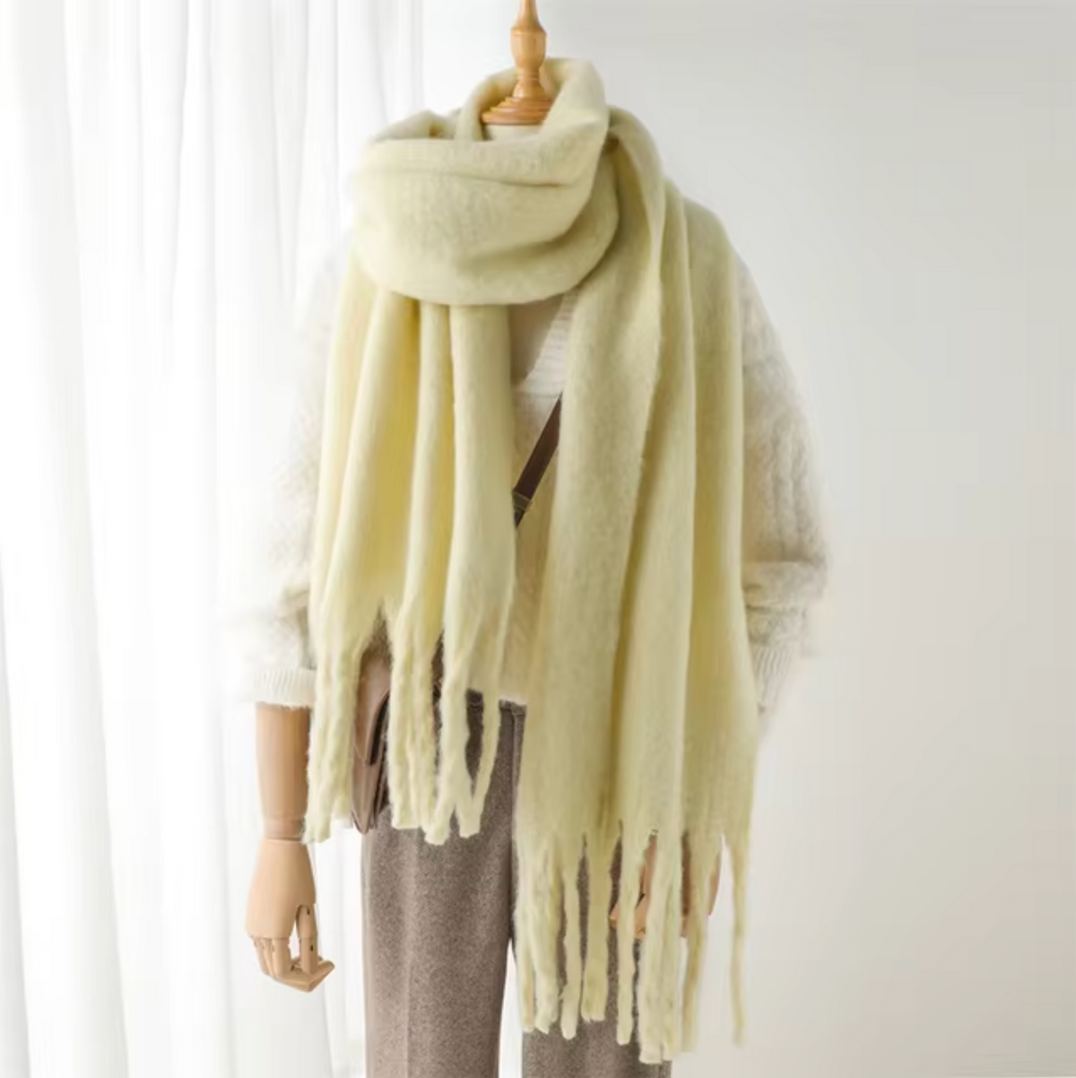 Oversized Cozy Women’s Winter Scarf -Blanket Style Cashmere Yellow One Size - Tophatter Daily Deals