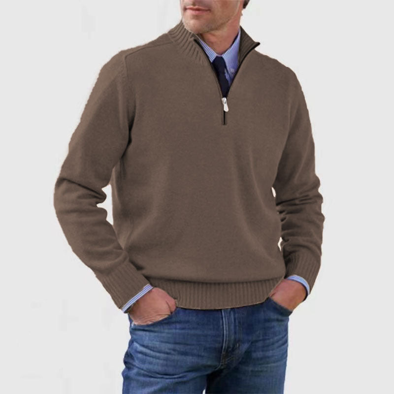 Soft Men's Stand Collar Sweater - Slim Fit, Acrylic Brown 3D Changing Face Moving Picture Frame - Tophatter Daily Deals