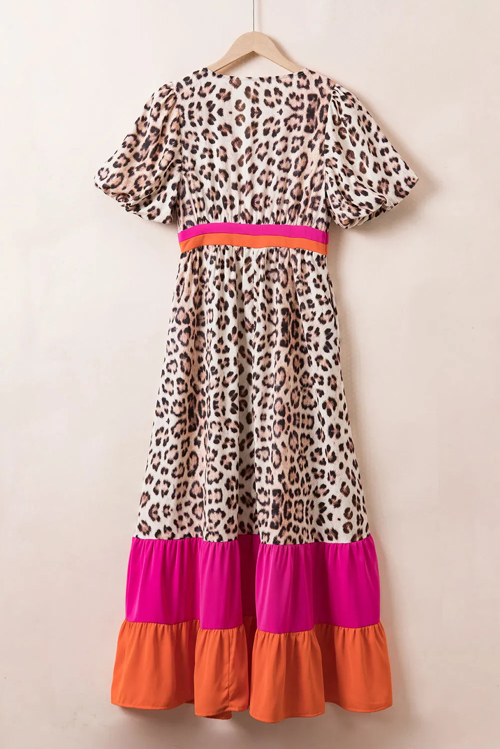 Full Size Leopard V-Neck Half Sleeve Maxi Dress Casual Dresses - Tophatter Daily Deals