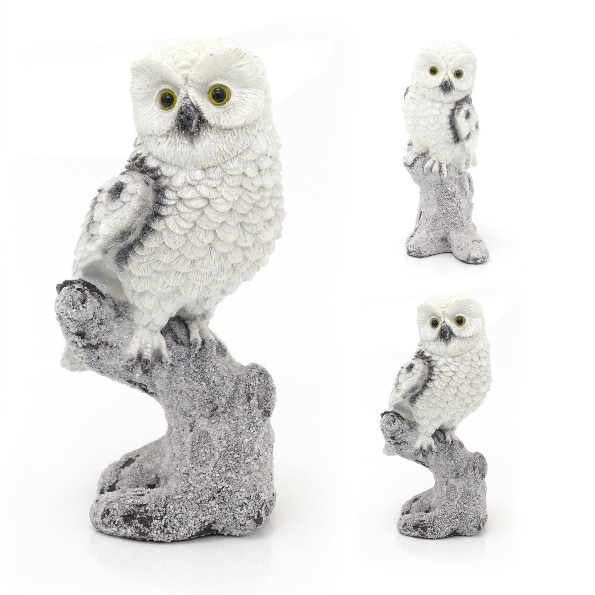 Snowy Owl Christmas Ornament | 21cm Resin Winter Bird Christmas Decoration | White Snow Owl Statue Figurine - Design Varies One Supplied Ornament - Tophatter Daily Deals