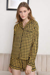 Plaid Long Sleeve Shirt and Shorts Lounge Set Straw Loungewear Sets - Tophatter Daily Deals