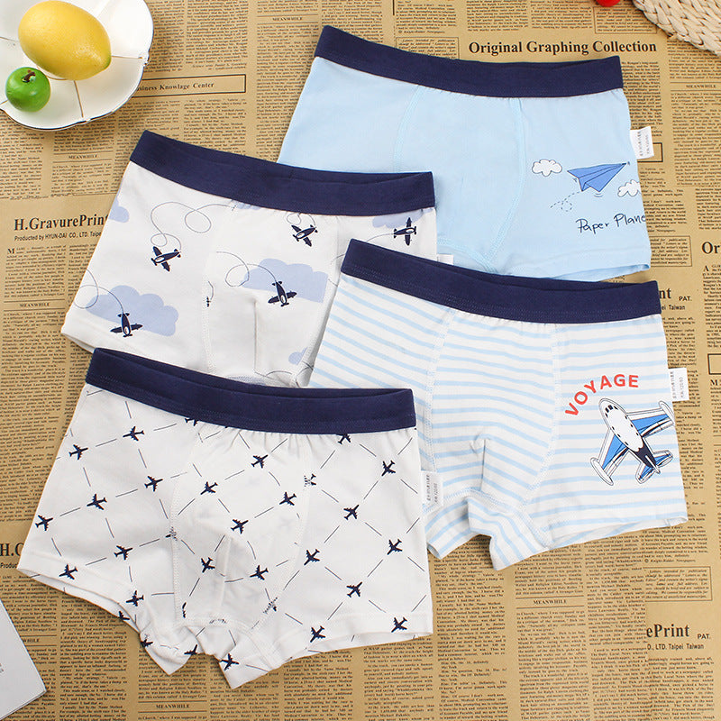 Boys Cartoon Cotton Boxer Shorts Suit Airplane travel 0 - Tophatter Daily Deals