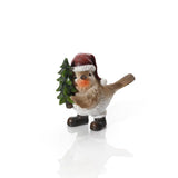 Robin Holding Tree Christmas Ornament | Festive Robin in Santa Hat Figurine 13cm Ornament - Tophatter Daily Deals