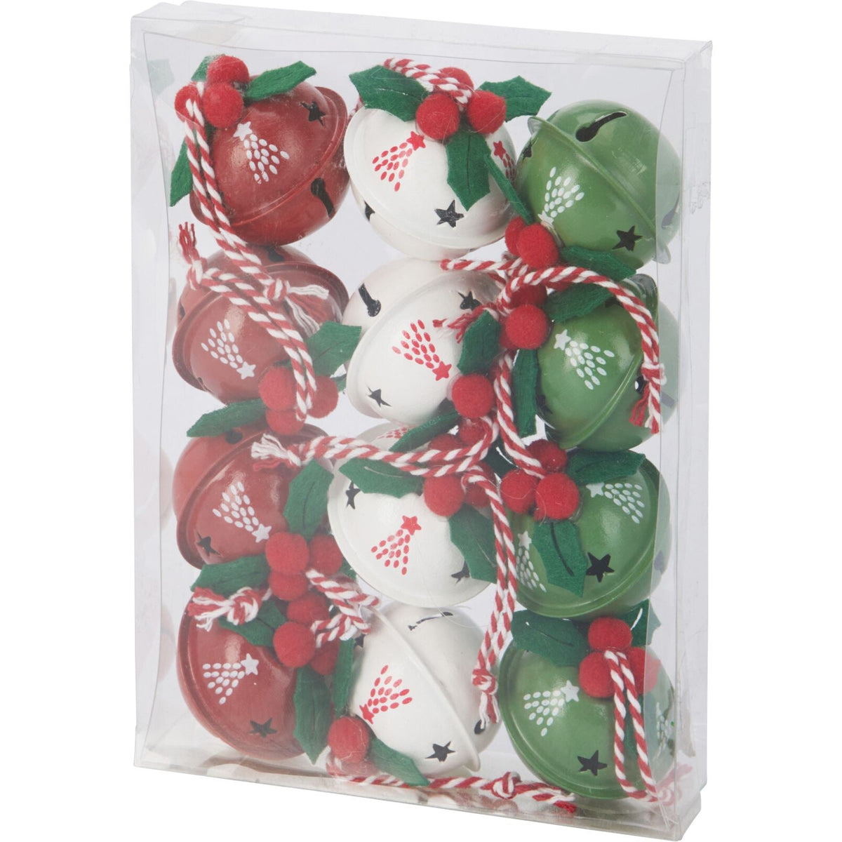 Pack of 12 Small Festive Jingle Bell Baubles | Christmas Tree Ornaments - 4cm Baubles - Tophatter Daily Deals