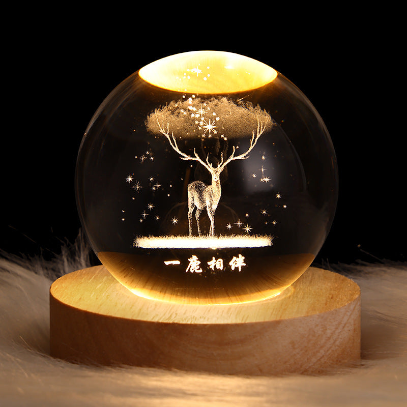 Luminous Starry Sky And Planets Moon Moon Crystal Ball Small Night Lamp Projection Ambience Light Creative Gift New Strange Gift Lamps - Tophatter Daily Deals