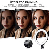 18" LED Ring Light 55W 3200K-5 600K Dimmable Selfie Ring Light Beauty & Personal Care - Tophatter Daily Deals