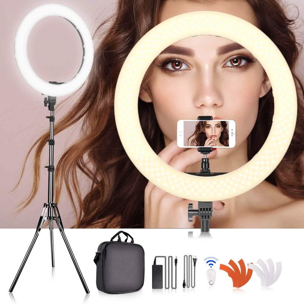 18" LED Ring Light 55W 3200K-5 600K Dimmable Selfie Ring Light Beauty & Personal Care - Tophatter Daily Deals