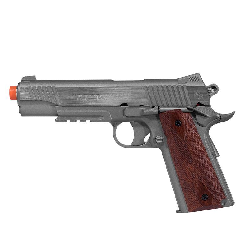 Colt 1911 Rail Gun CO2 Fixed Metal Slide Airsoft Pistol - Stainless Steel - Tophatter's Inc. Weapons Store Online Collectible Weapons - Tophatter Daily Deals