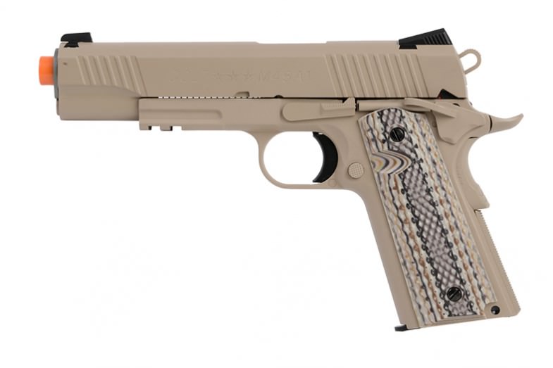 Colt M45A1 Full Metal Rail Gun 1911 CO2 Blowback Airsoft Pistol Desert Sand - Tophatter's Inc. Weapons Store Online Collectible Weapons - Tophatter Daily Deals