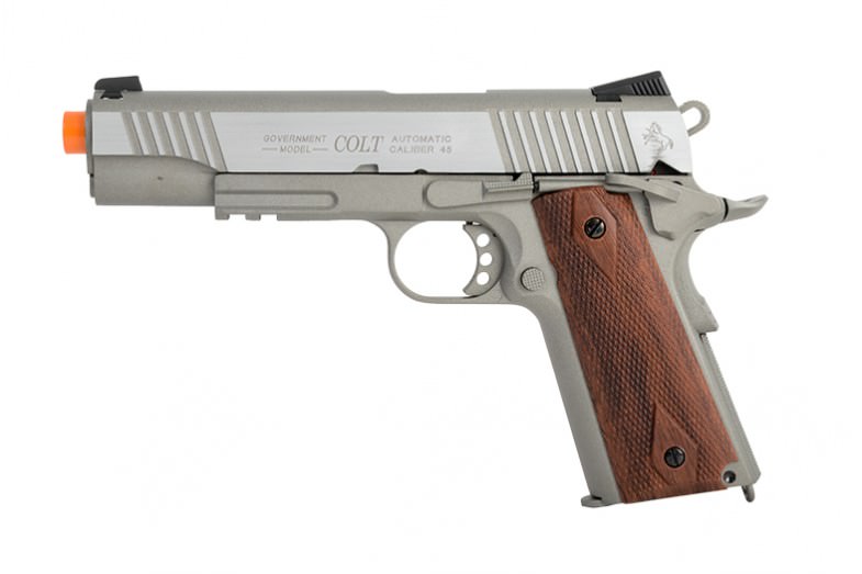 Colt Full Metal Rail Gun 1911 CO2 Blowback Airsoft Pistol Stainless - Tophatter's Inc. Weapons Store Online Collectible Weapons - Tophatter Daily Deals