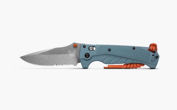 Benchmade Adira - Depth Blue Grivory Handle - Axis Lock - Serrated CPM-Magnacut - 18060S Knives - Tophatter Daily Deals