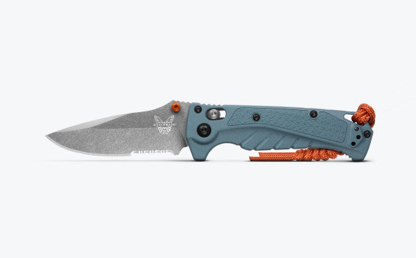 Benchmade Mini Adira - Depth Blue Grivory Handle - Axis Lock - Serrated CPM-Magnacut - 18065S Knives - Tophatter Daily Deals