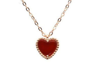 925 Sterling Silver Gold Plated Red Agate Heart-shaped Pendant 0 - Tophatter Daily Deals