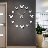3D Mirror Wall Clock Butterfly Living Room Bedroom Home Decor Big Clock Time 0 - Tophatter Daily Deals