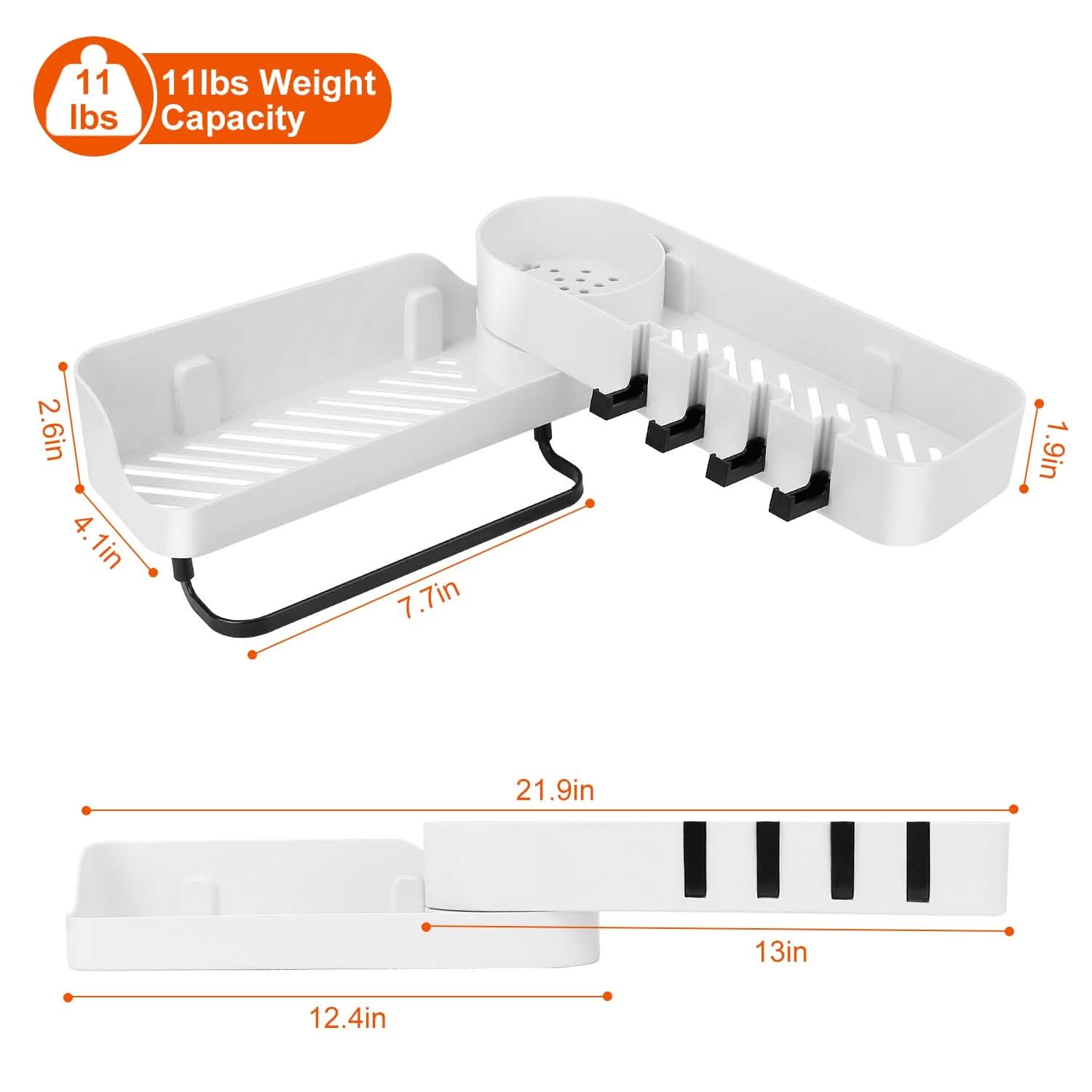 180° Rotatable Bathroom Corner Caddy Shelf Bath - Tophatter Daily Deals