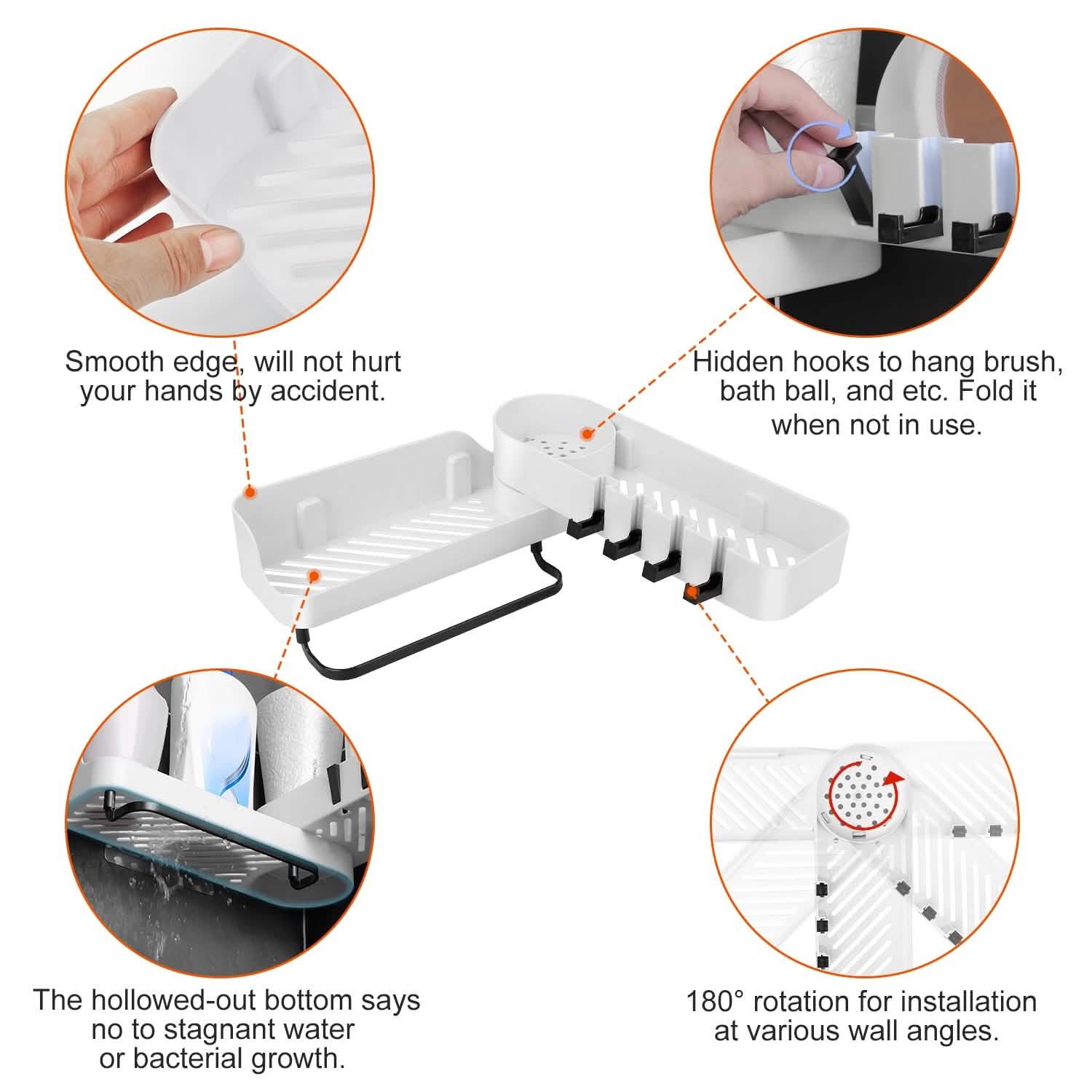 180° Rotatable Bathroom Corner Caddy Shelf Bath - Tophatter Daily Deals