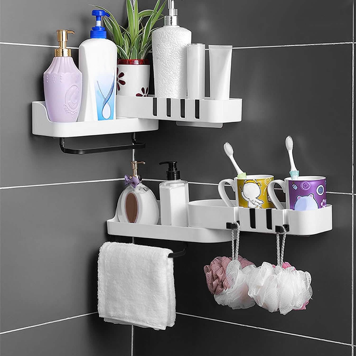 180° Rotatable Bathroom Corner Caddy Shelf Bath - Tophatter Daily Deals