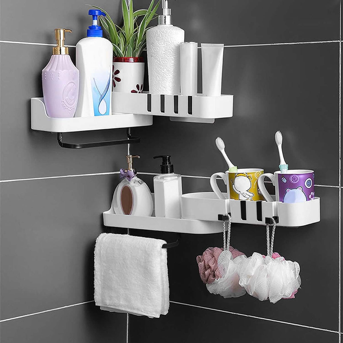 180° Rotatable Bathroom Corner Caddy Shelf Bath - Tophatter Daily Deals