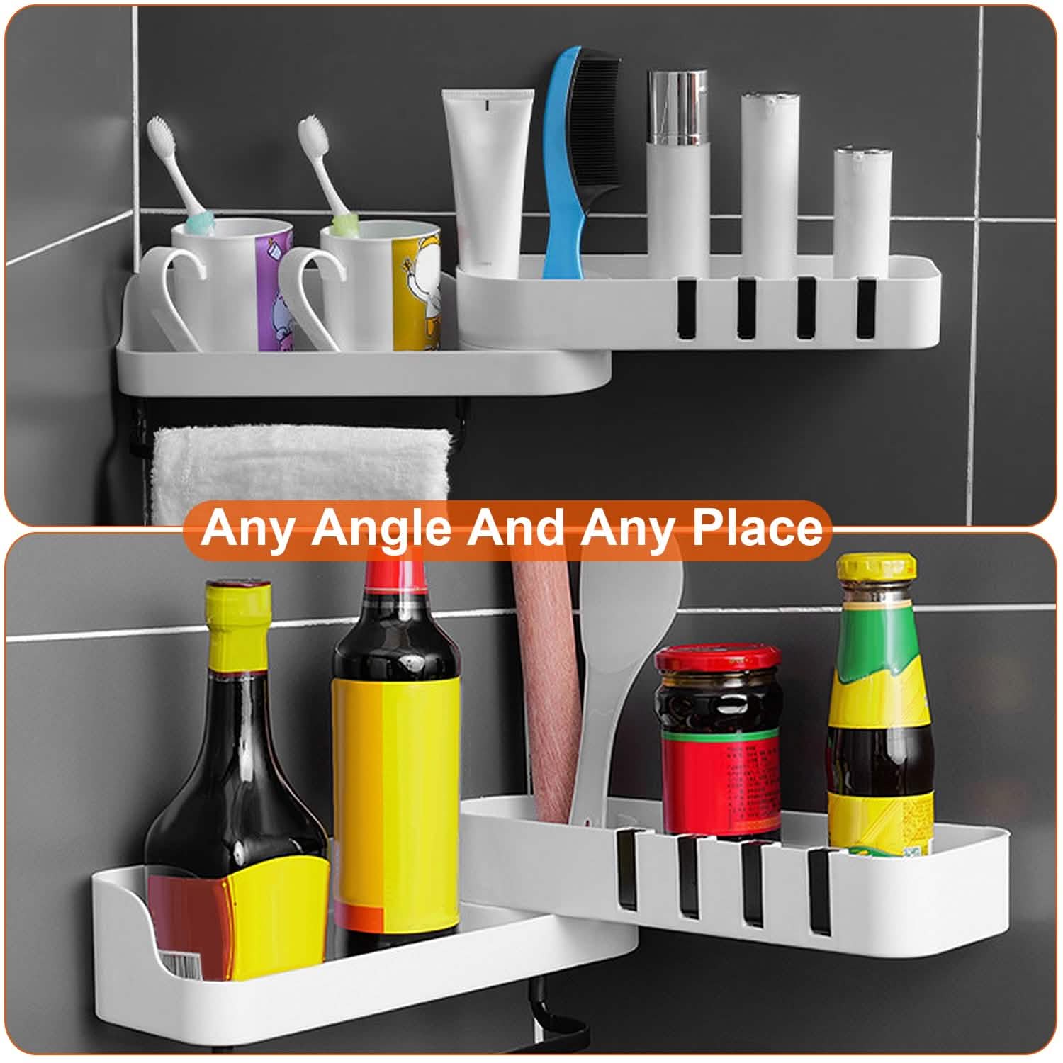 180° Rotatable Bathroom Corner Caddy Shelf Bath - Tophatter Daily Deals