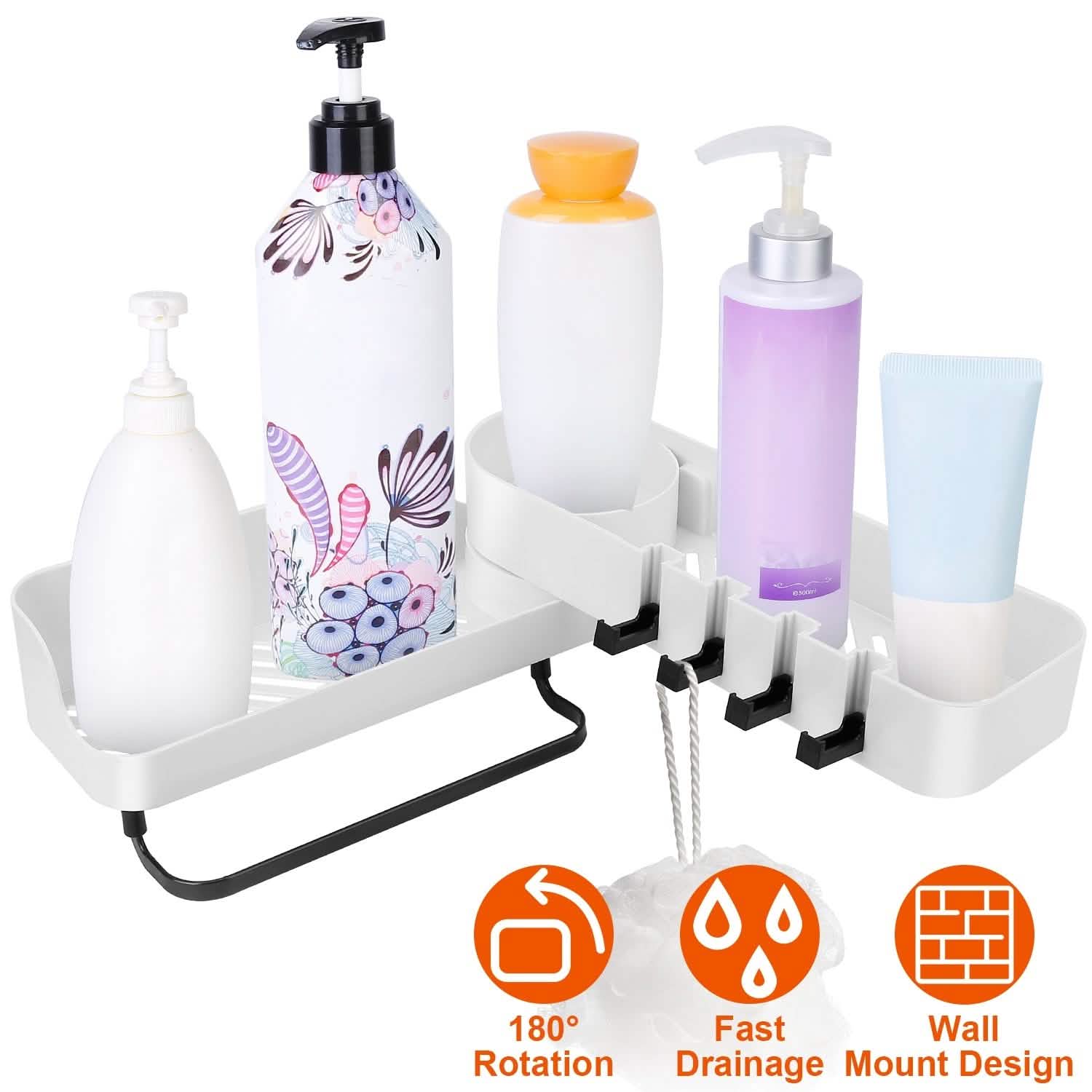 180° Rotatable Bathroom Corner Caddy Shelf Bath - Tophatter Daily Deals