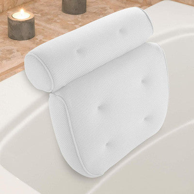 6 suction cups bath pillow 3D net bathtub pillow White 0 - Tophatter Daily Deals