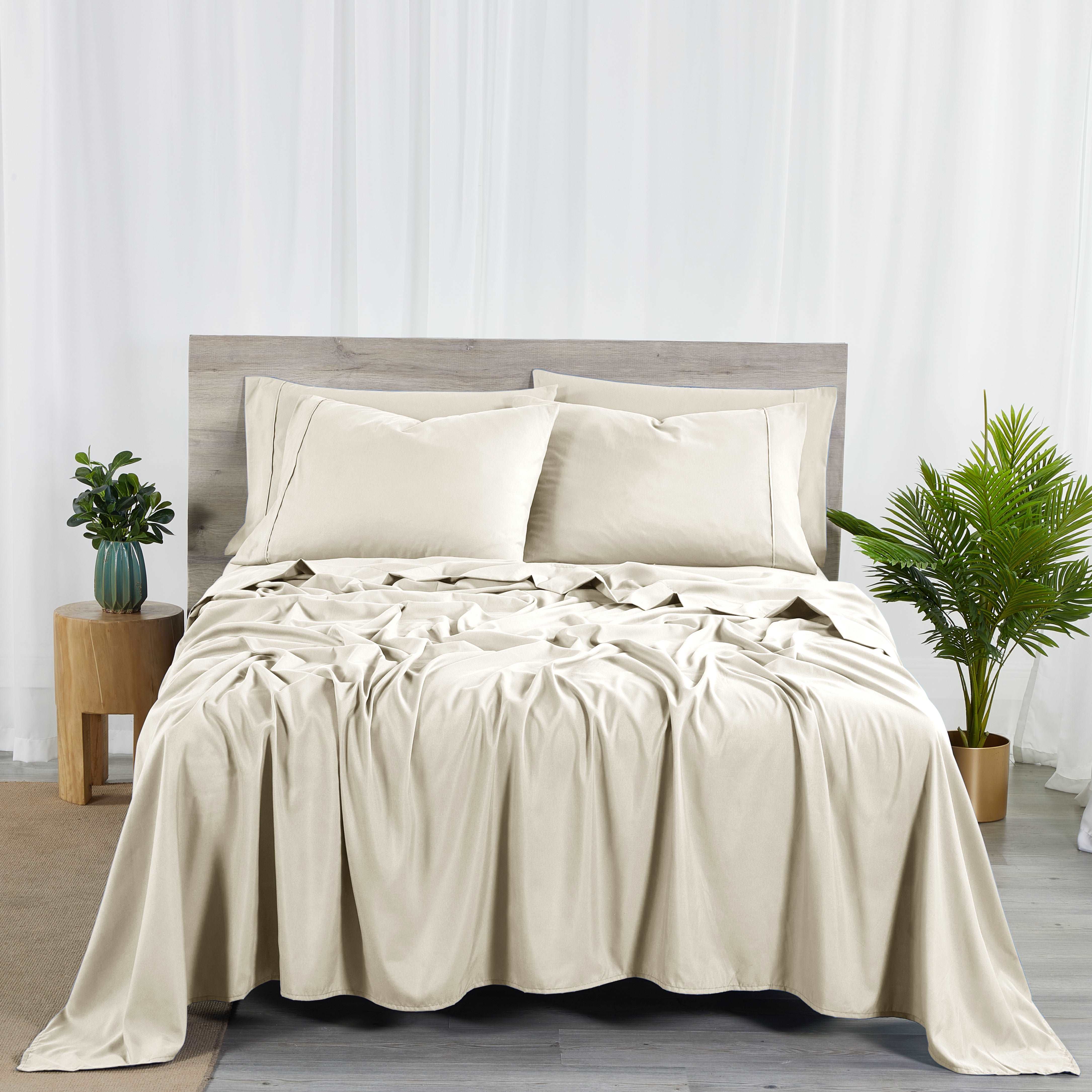 Bibb Home Bamboo 2000 Count 6 Piece Sheet Set with Sure Grip Cream Bedding - Tophatter Daily Deals