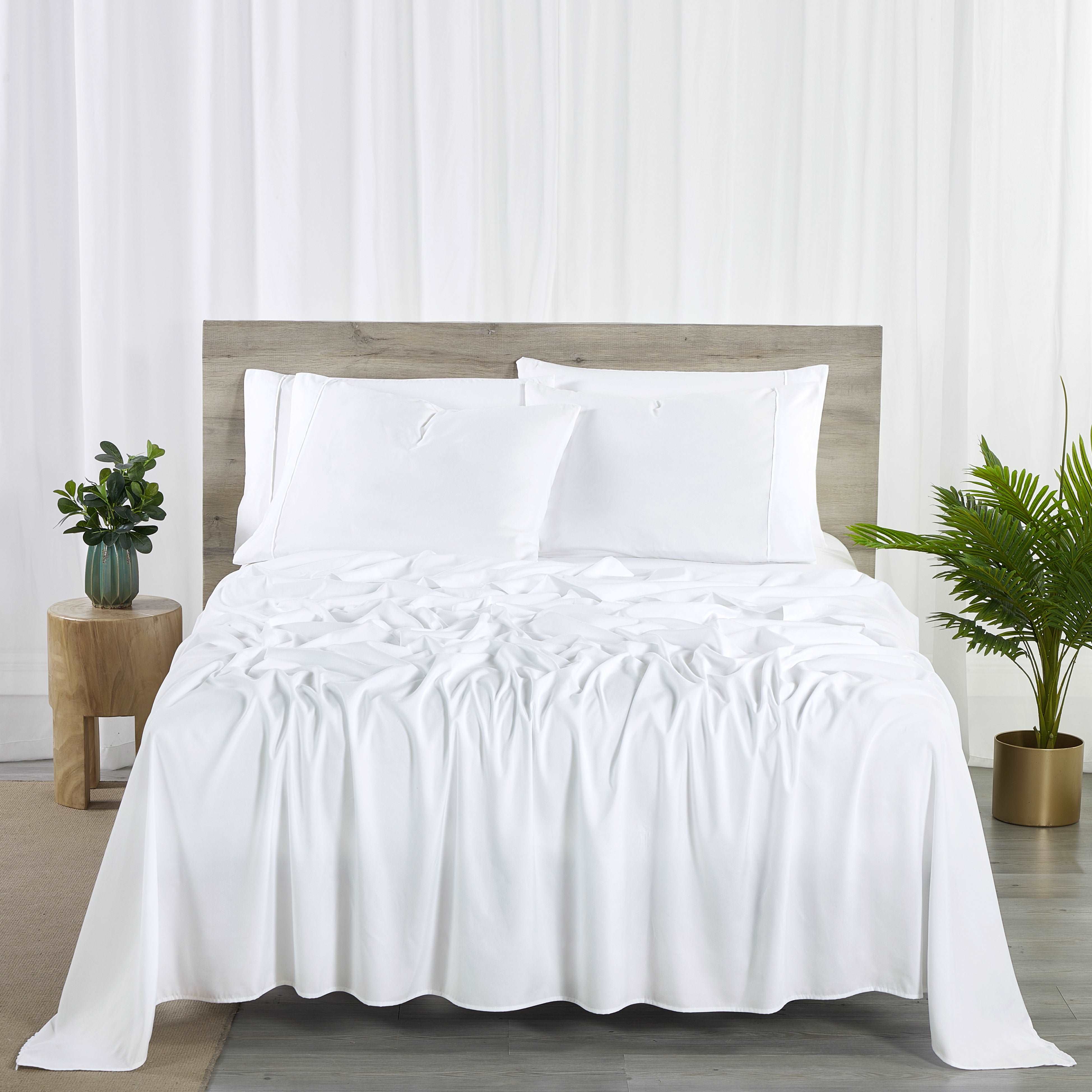 Bibb Home Bamboo 2000 Count 6 Piece Sheet Set with Sure Grip White Bedding - Tophatter Daily Deals