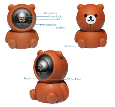 Bear Camera1080P Wifi IP Camera Auto Tracking IR Night Vision Home Security Camera 0 - Tophatter Daily Deals