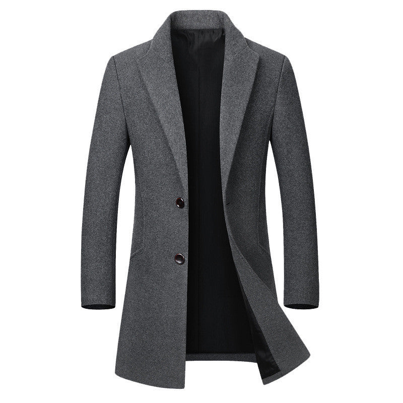 Warm Tailored Mens Wool Coat - Single Breasted Thigh, Winter Grey 3D Changing Face Moving Picture Frame - Tophatter Daily Deals