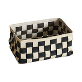 Black And White Hand Woven Storage Basket PU Black color blocking L 0 - Tophatter Daily Deals
