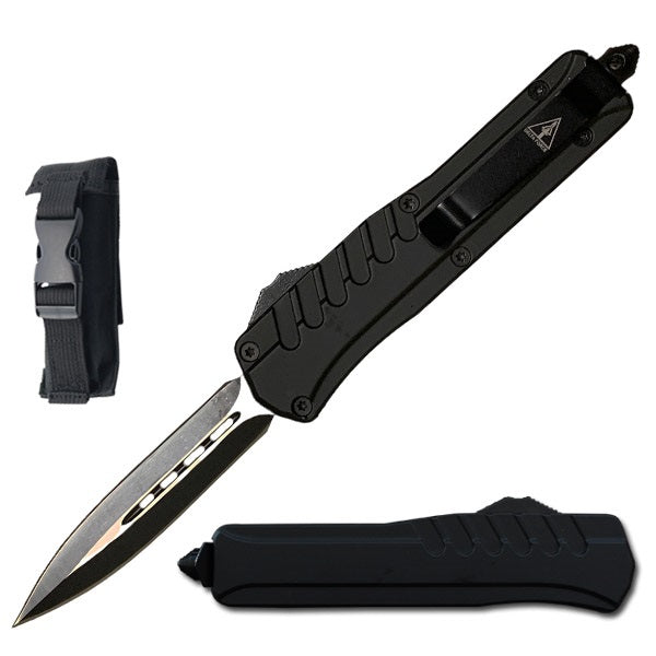 9" Black Military Riot OTF Automatic Out the Front Knife - Tophatter's Guns'N'Weapons Store Collectible Weapons - Tophatter Daily Deals