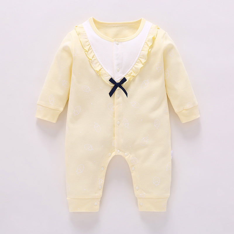 Baby autumn princess spring and autumn jumpsuit Yellow 0 - Tophatter Daily Deals