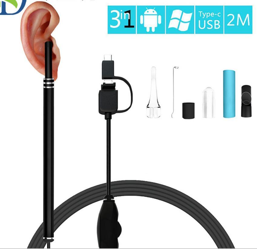 3-in-1 USB&Android&Type-c Ear Cleaning Endoscope HD Visual Ear Spoon Multifunctional Earpick With Mini Camera Ear Health Care Cleaning Tool 0 - Tophatter Daily Deals
