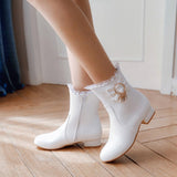 All-match Square Heel Low Heel Women's Boots White 0 - Tophatter Daily Deals