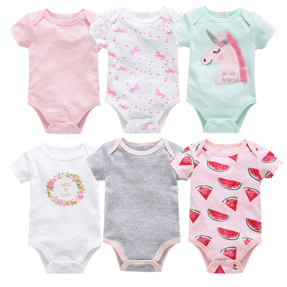 6-piece baby jumpsuit new short-sleeved baby clothes Combination 5 0 - Tophatter Daily Deals