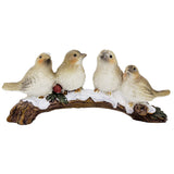 Festive Snowbirds on a Branch | 4 Bird Christmas Wildlife Ornament Figurine Ornament - Tophatter Daily Deals