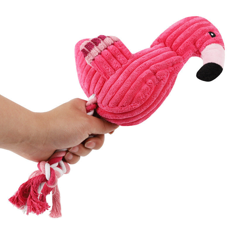 Brushed Velvet Animal Shape Vocal Flamingo Wear-Resistant Bite Resistant Dog Toy Red 0 - Tophatter Daily Deals