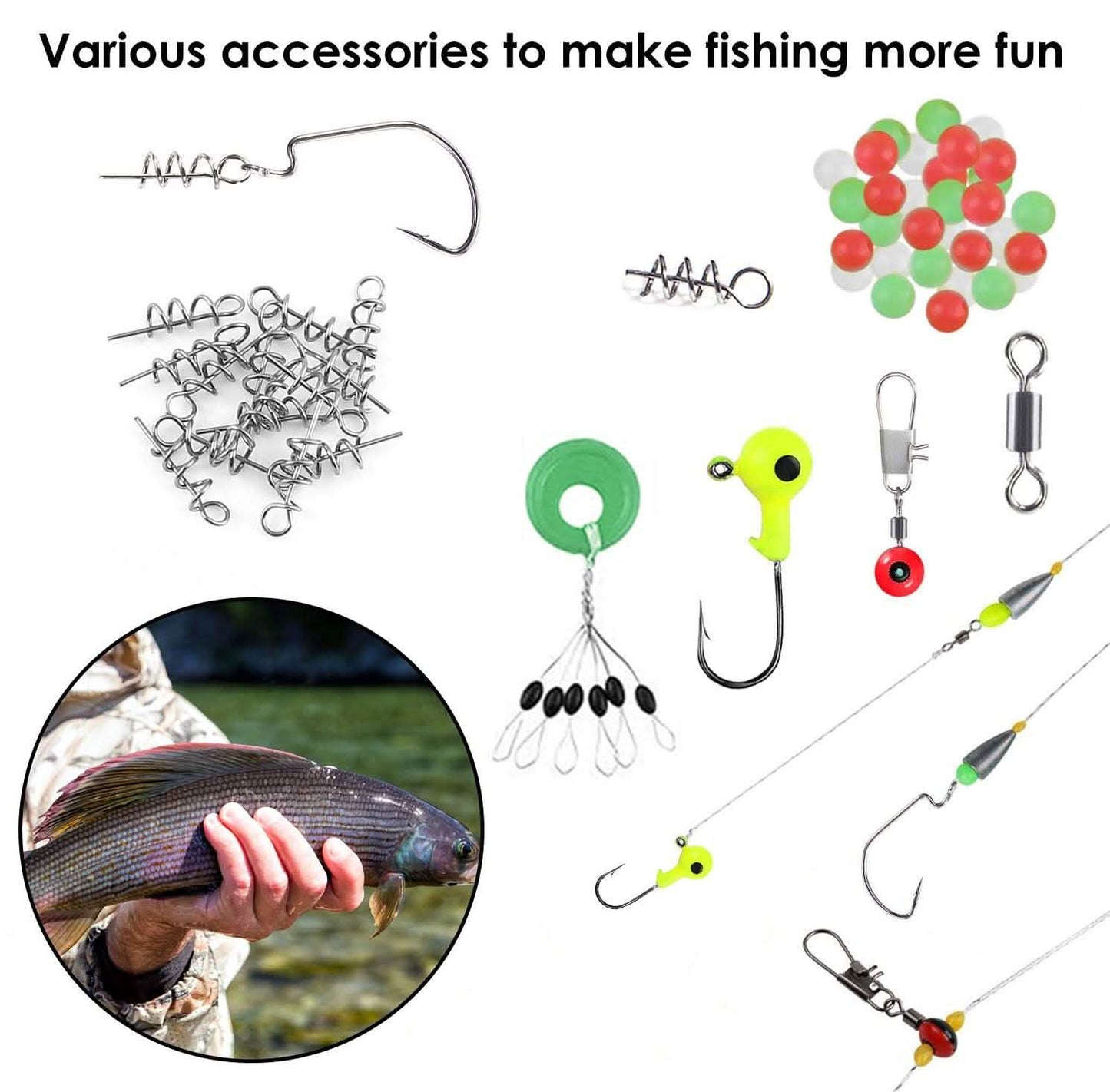 188-Pieces: Portable Fishing Accessory Kit with Tackle Box Outdoor Recreation - Tophatter Daily Deals