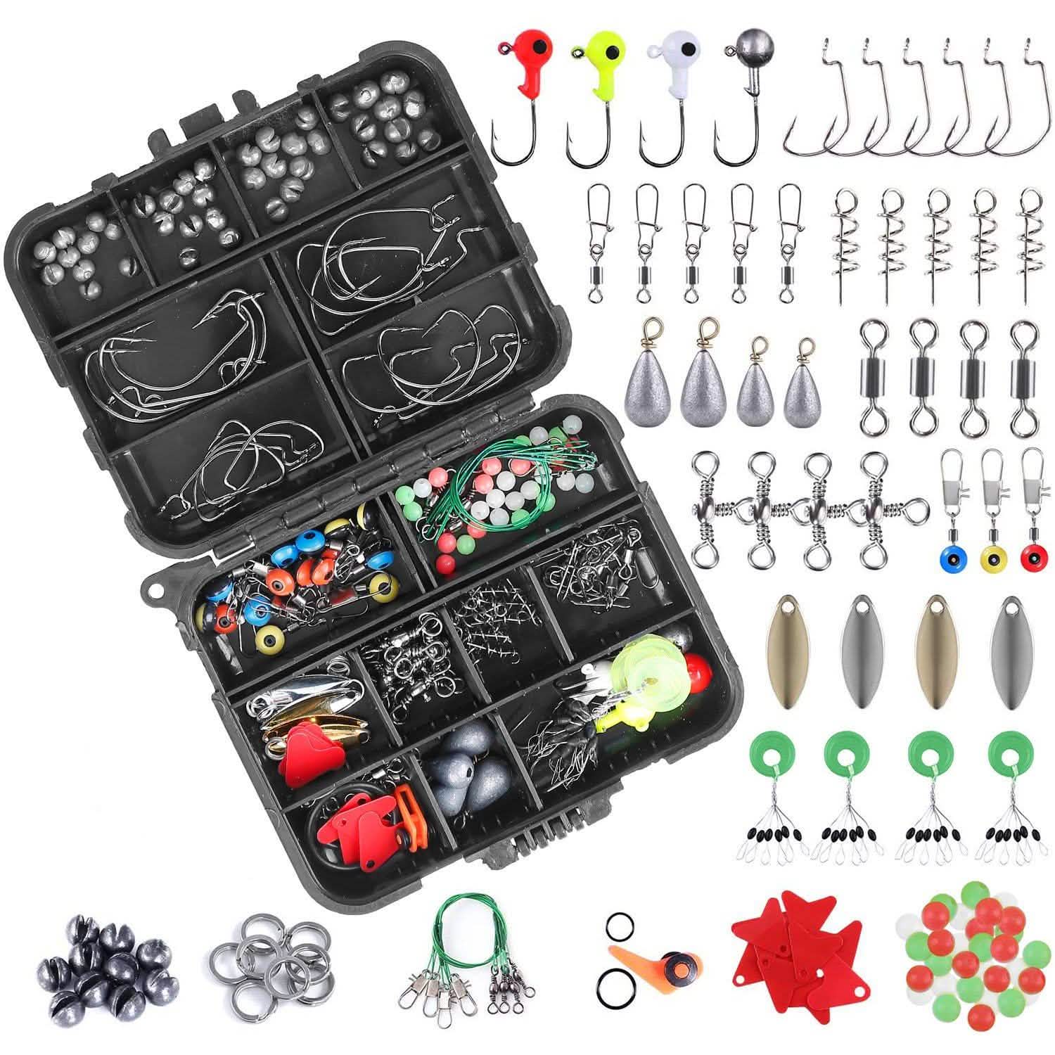 188-Pieces: Portable Fishing Accessory Kit with Tackle Box Outdoor Recreation - Tophatter Daily Deals
