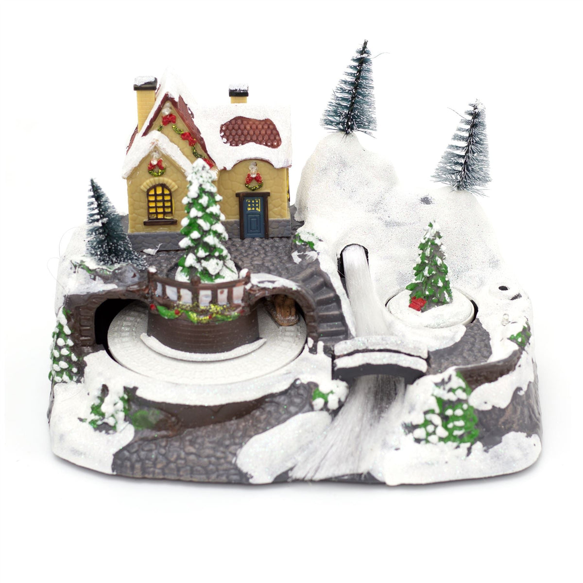 Christmas Scene With Moving Train Xmas Model Village | Light Up LED Animated Christmas Village Ornament | Design Varies One Supplied Model Village - Tophatter Daily Deals