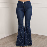 Beaded flared pants Dark blue 0 - Tophatter Daily Deals