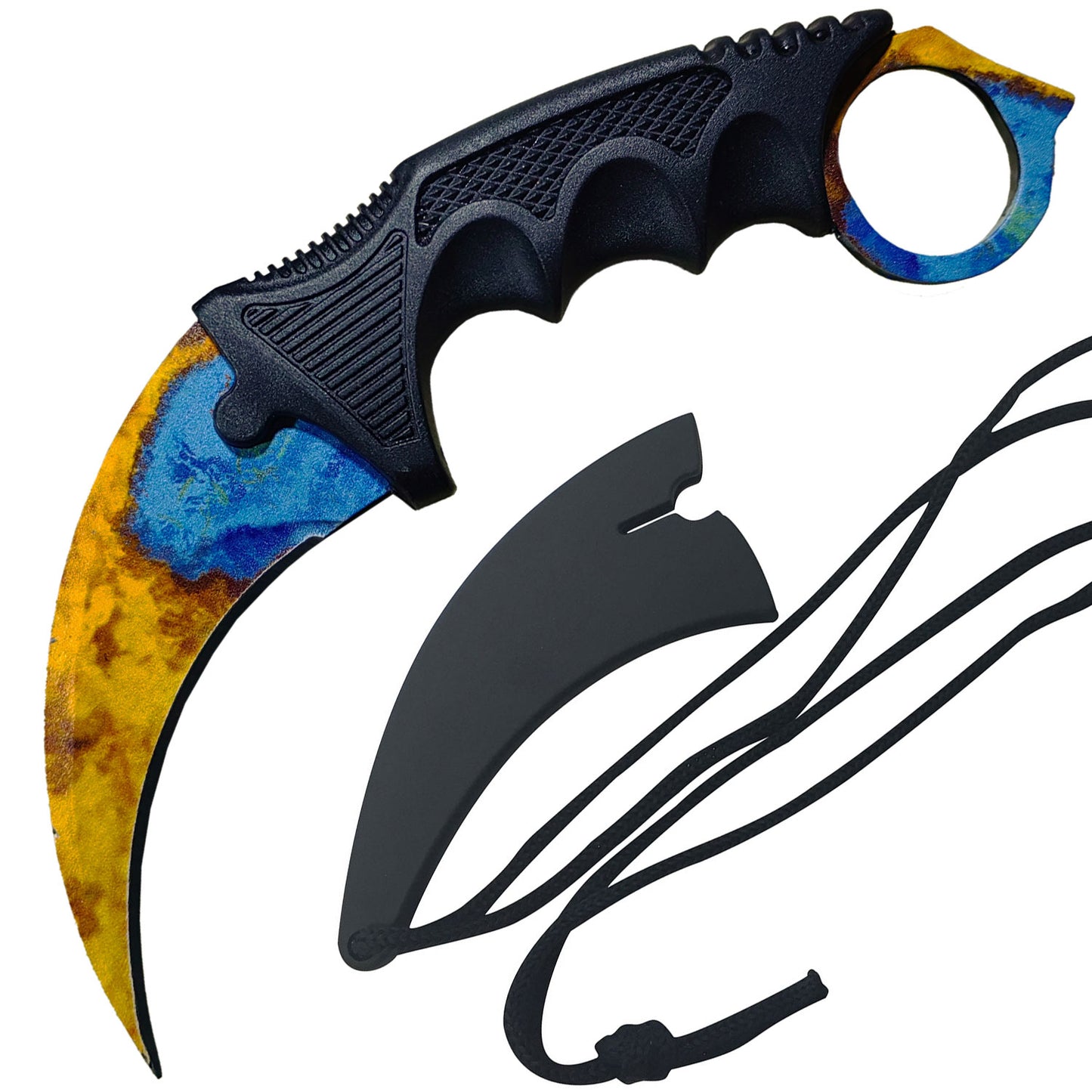 7.6" Case Hardened Combat Tactical CSGO Karambit Neck Knife w Sheath - TOPHATTER'S ARMORY DEALS Collectible Weapons - Tophatter Daily Deals