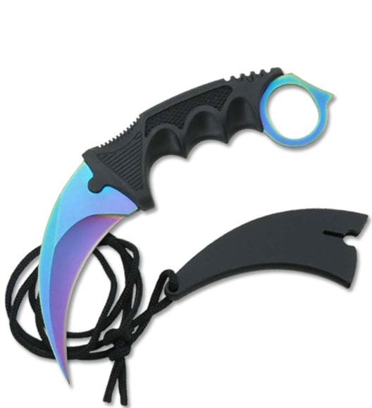 7.6" Rainbow Military Combat Tactical CSGO Karambit Neck Knife w Sheath - TOPHATTER'S ARMORY DEALS Collectible Weapons - Tophatter Daily Deals