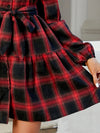 FAM-FAM Tied Plaid Long Sleeve Mini Dress Casual Dresses - Tophatter Daily Deals